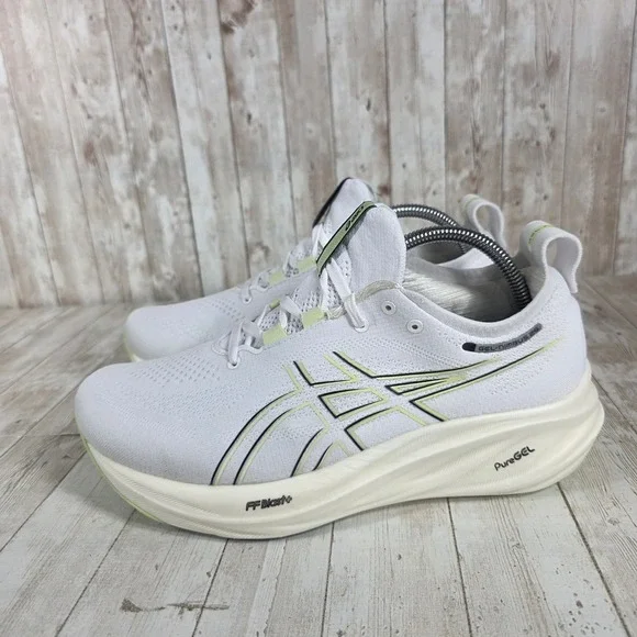 ASICS Gel Nimbus 25 Extra Wide Men's Running Shoes‎ White Light Yellow Size 8.5